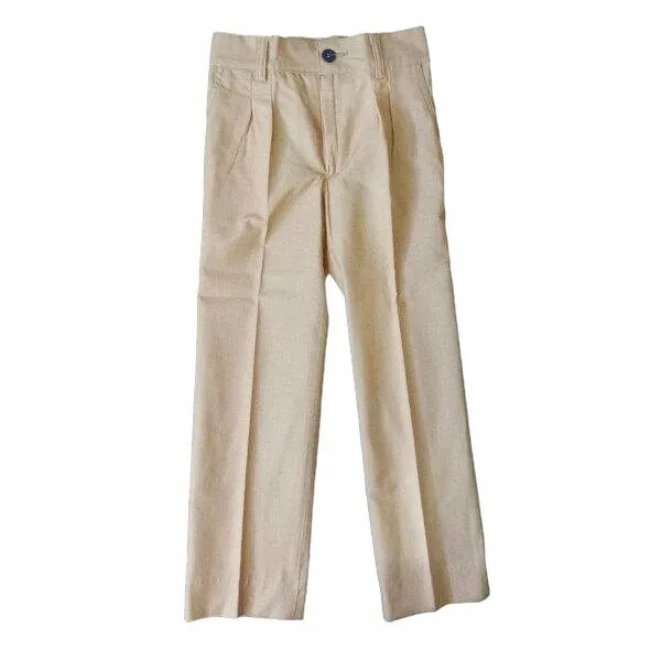 1970's Sand Straight Pleated Trousers  5-6Yrs