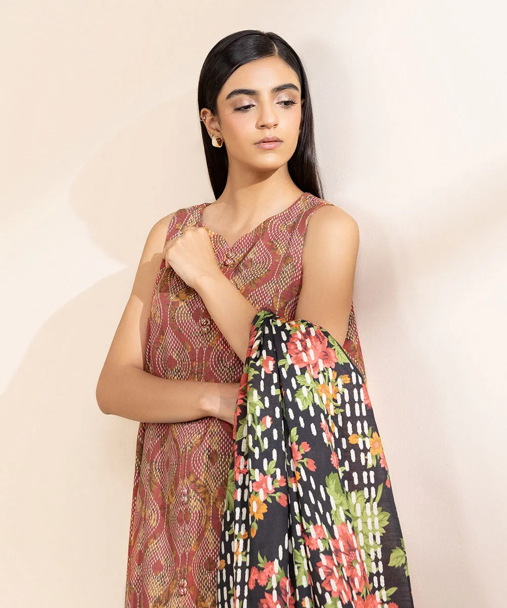 3 Piece - Printed Light Khaddar Suit