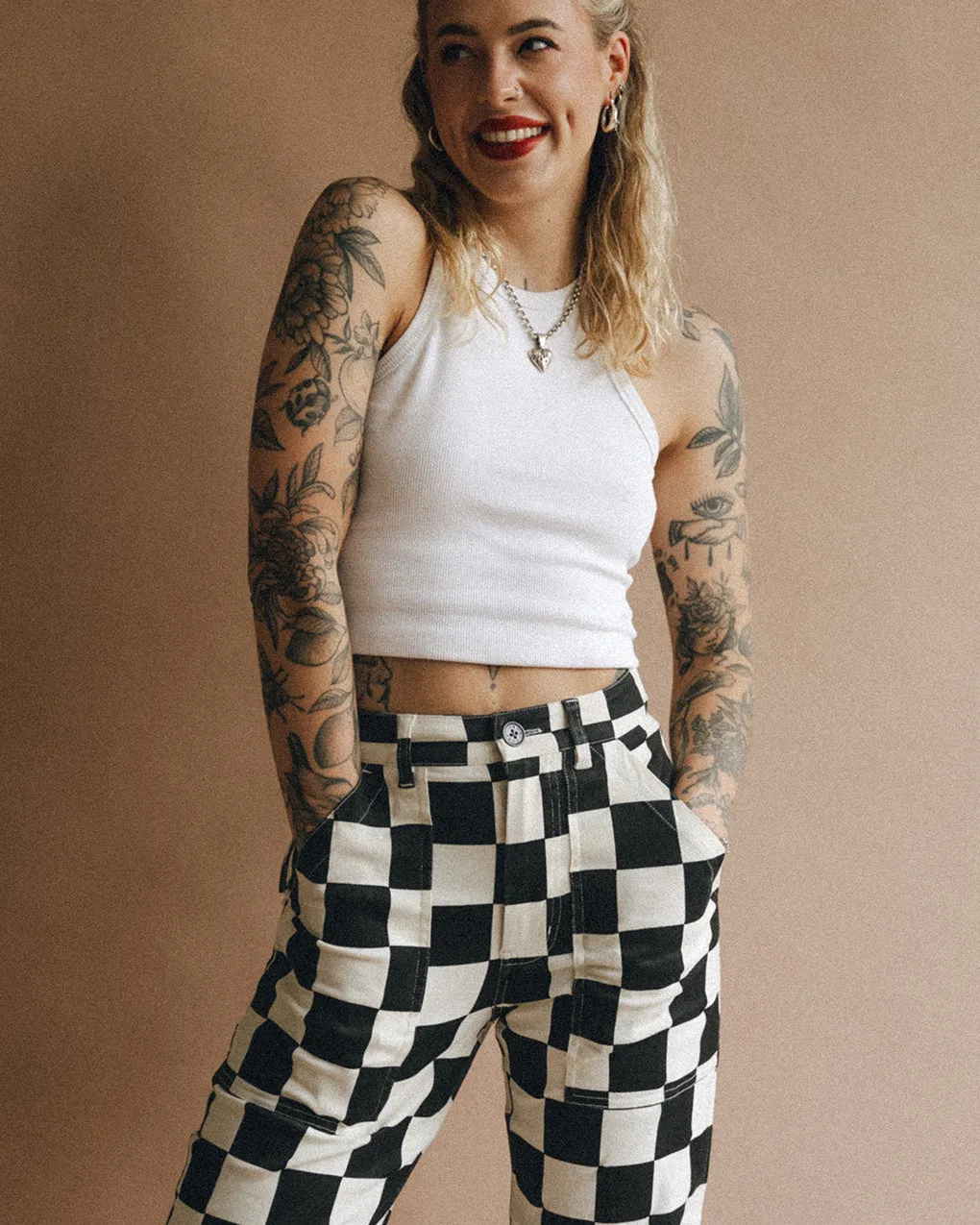 304 Service Fatigue Pants - Black Checkerboard