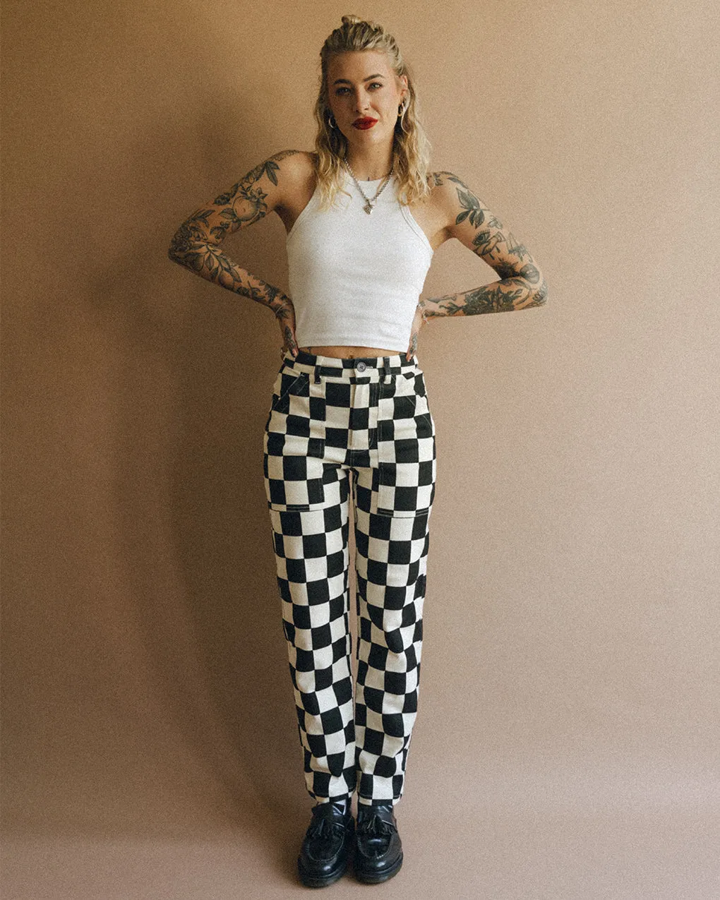 304 Service Fatigue Pants - Black Checkerboard