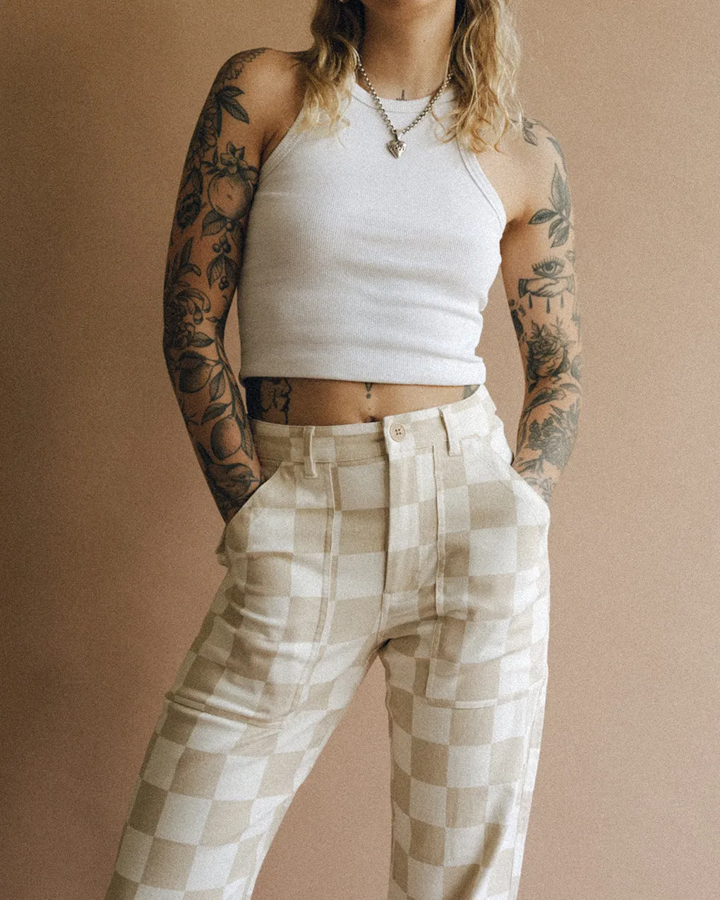 304 Service Fatigue Pants - Stone Checkerboard