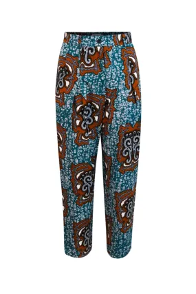 Adaora Tapered leg Pants - Cerulean Tortoise's Back Print |TROPICANA