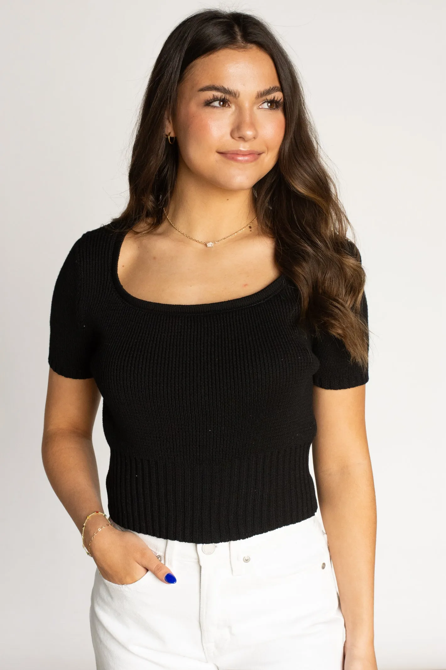 Adorable Embrace Black Knit Top