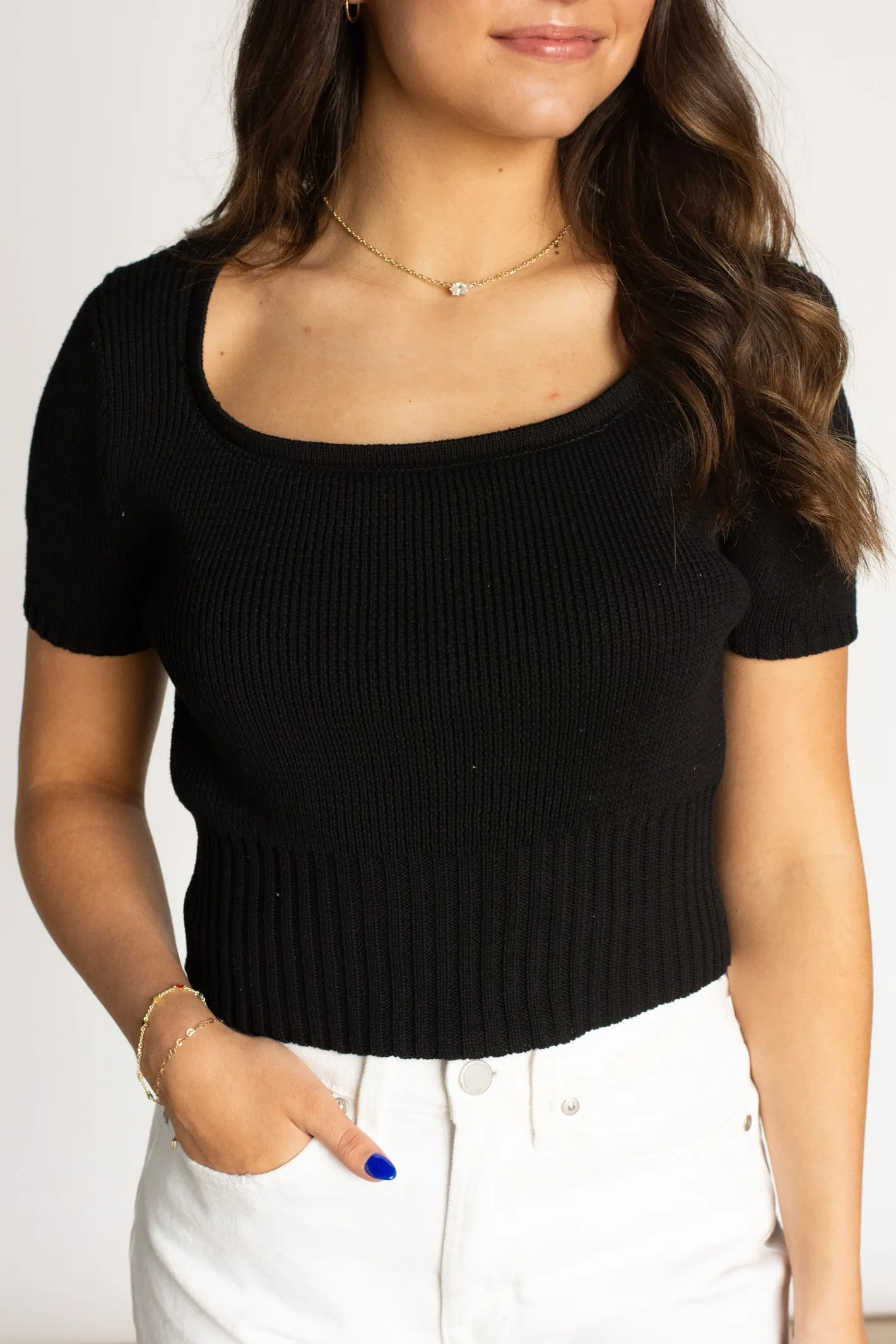 Adorable Embrace Black Knit Top