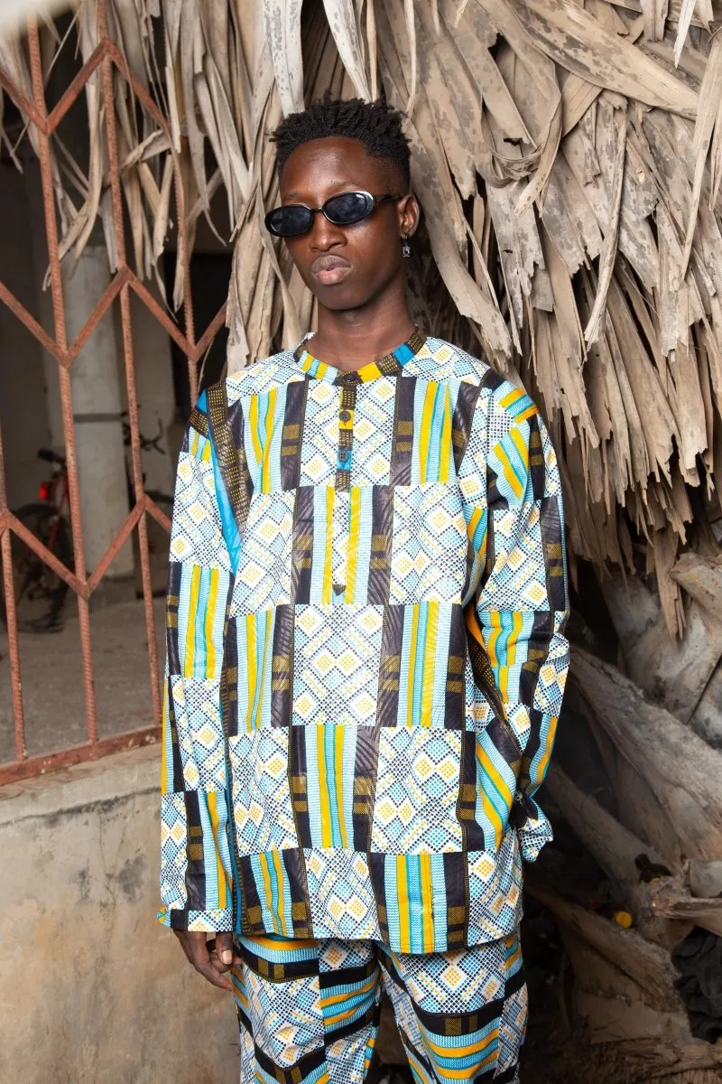 African Suit In Blue Kente