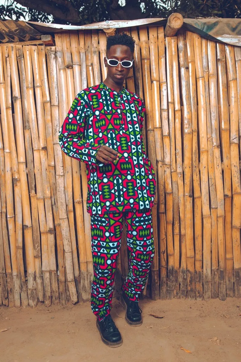 African Suit In Electric Pink Samakaka