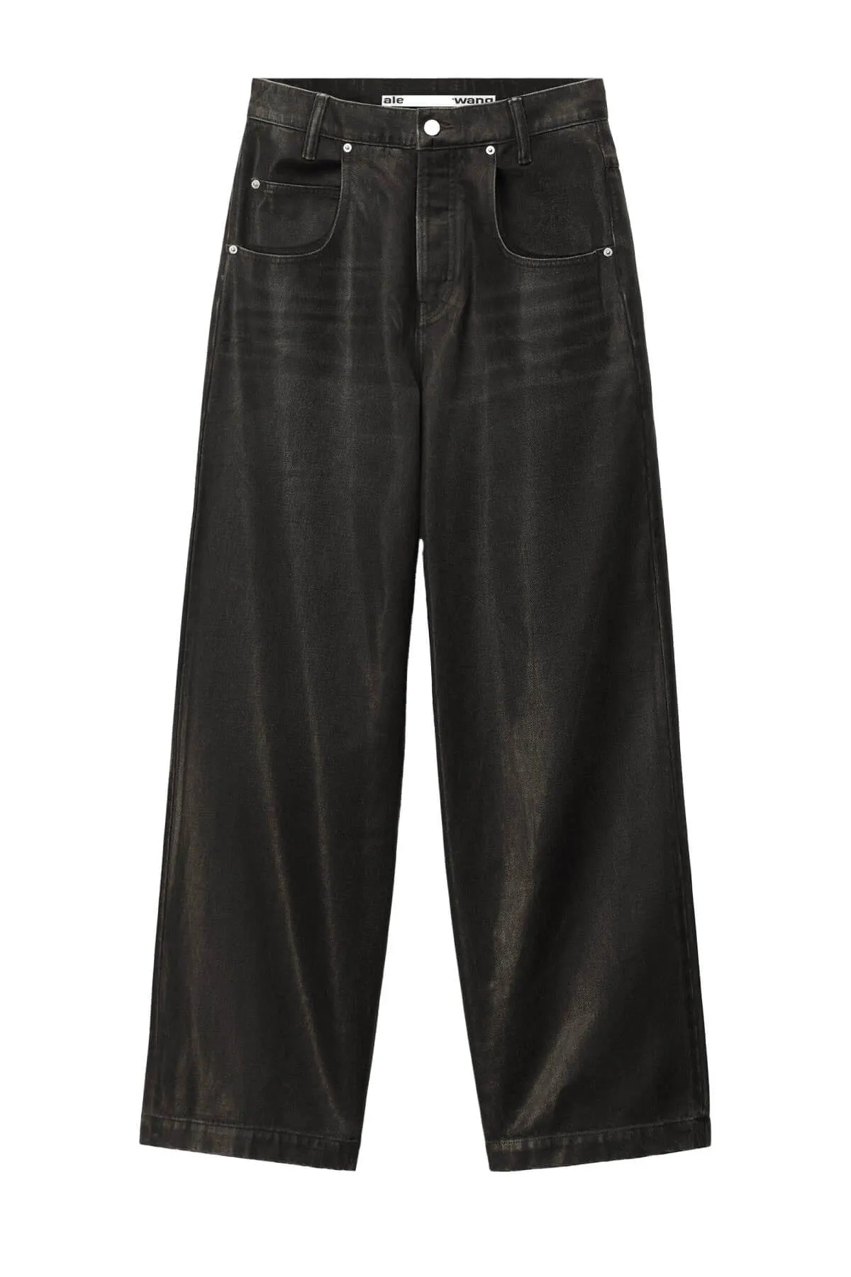 Alexander Wang Wide Leg Coated Denim Jean - Grey Aged