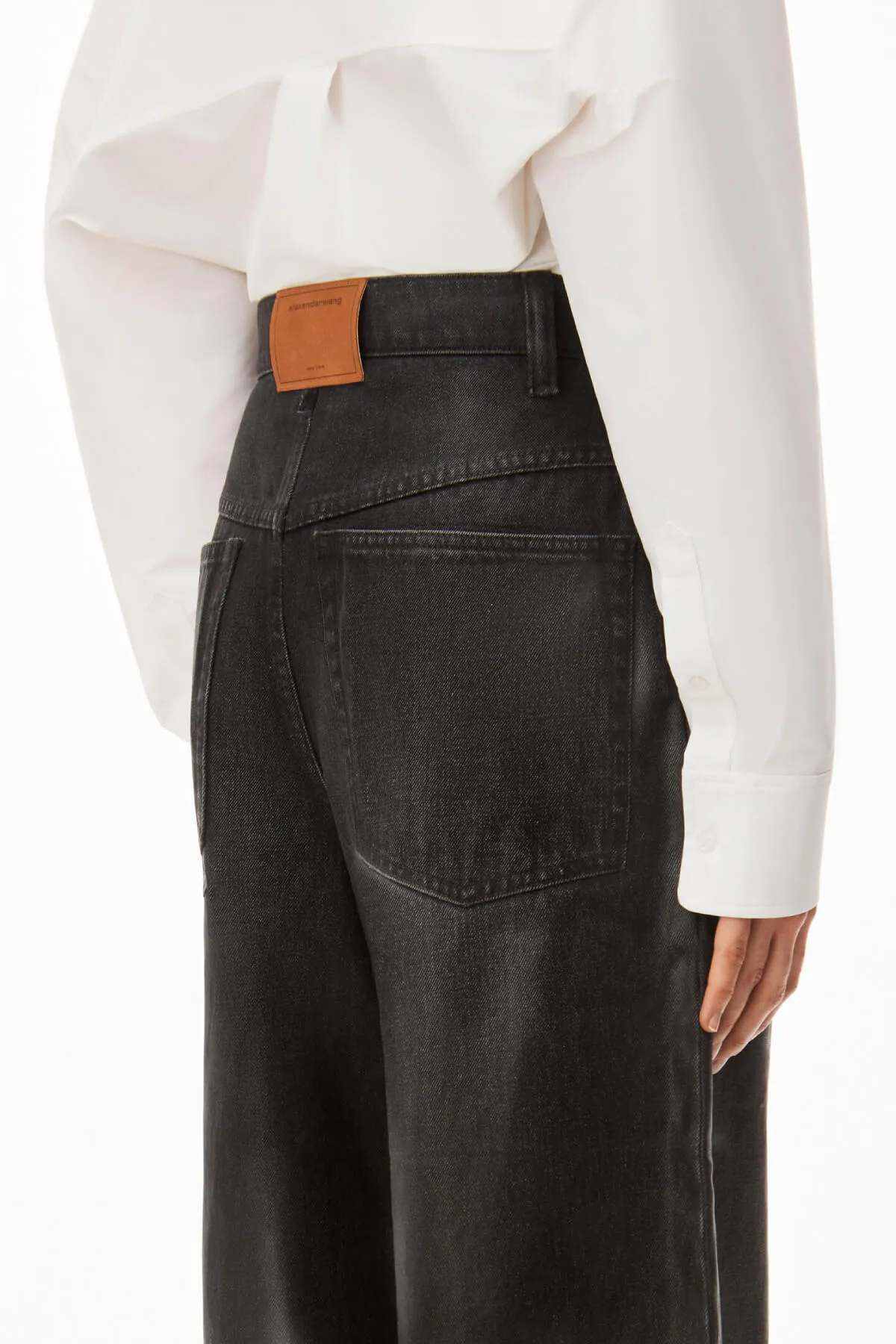 Alexander Wang Wide Leg Coated Denim Jean - Grey Aged