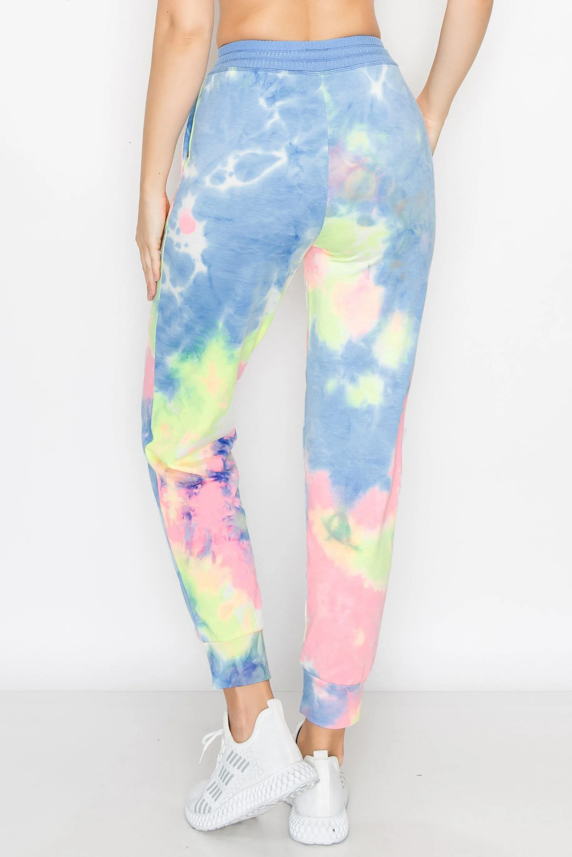 ALWAYS Women's French Terry Joggers - Tie Dye Casual Elastic Drawstring with Pockets Pants