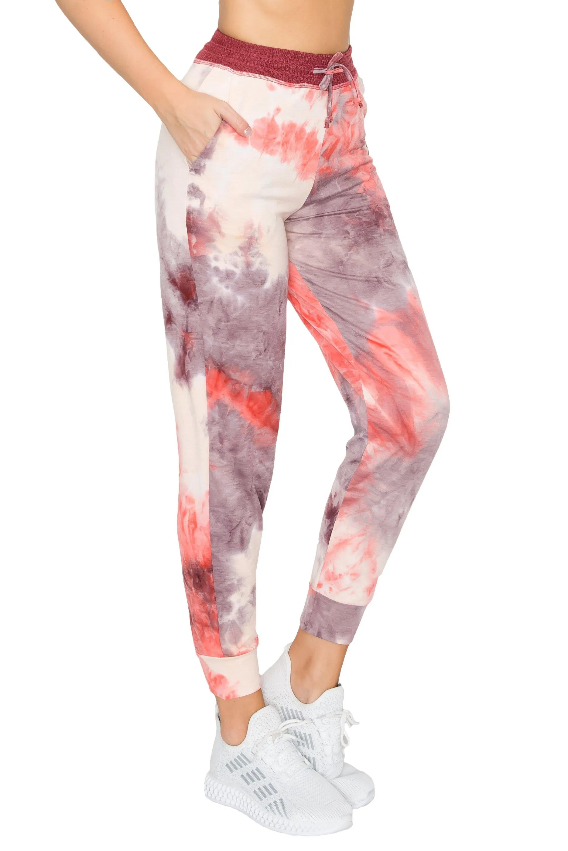 ALWAYS Women's French Terry Joggers - Tie Dye Casual Elastic Drawstring with Pockets Pants