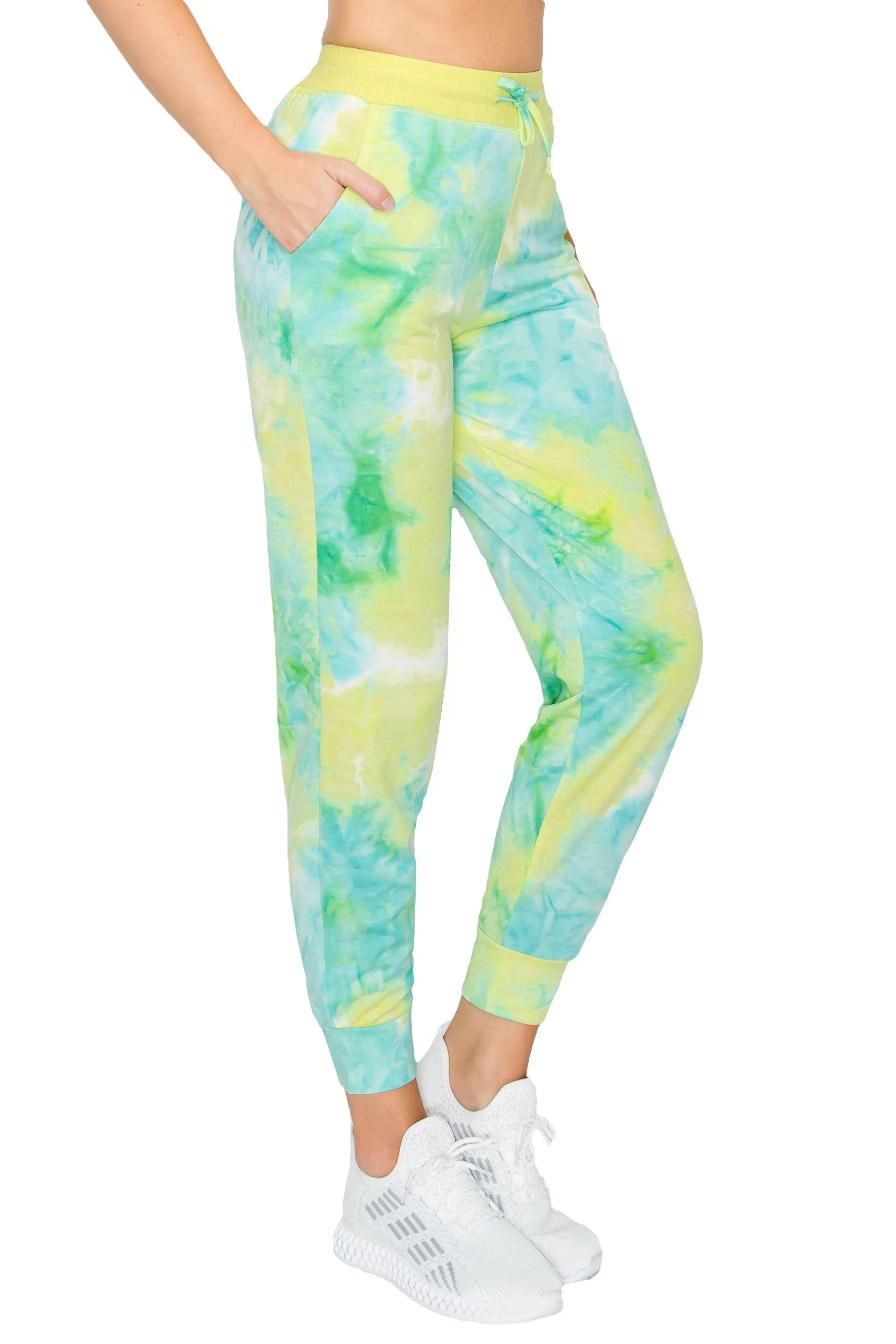 ALWAYS Women's French Terry Joggers - Tie Dye Casual Elastic Drawstring with Pockets Pants