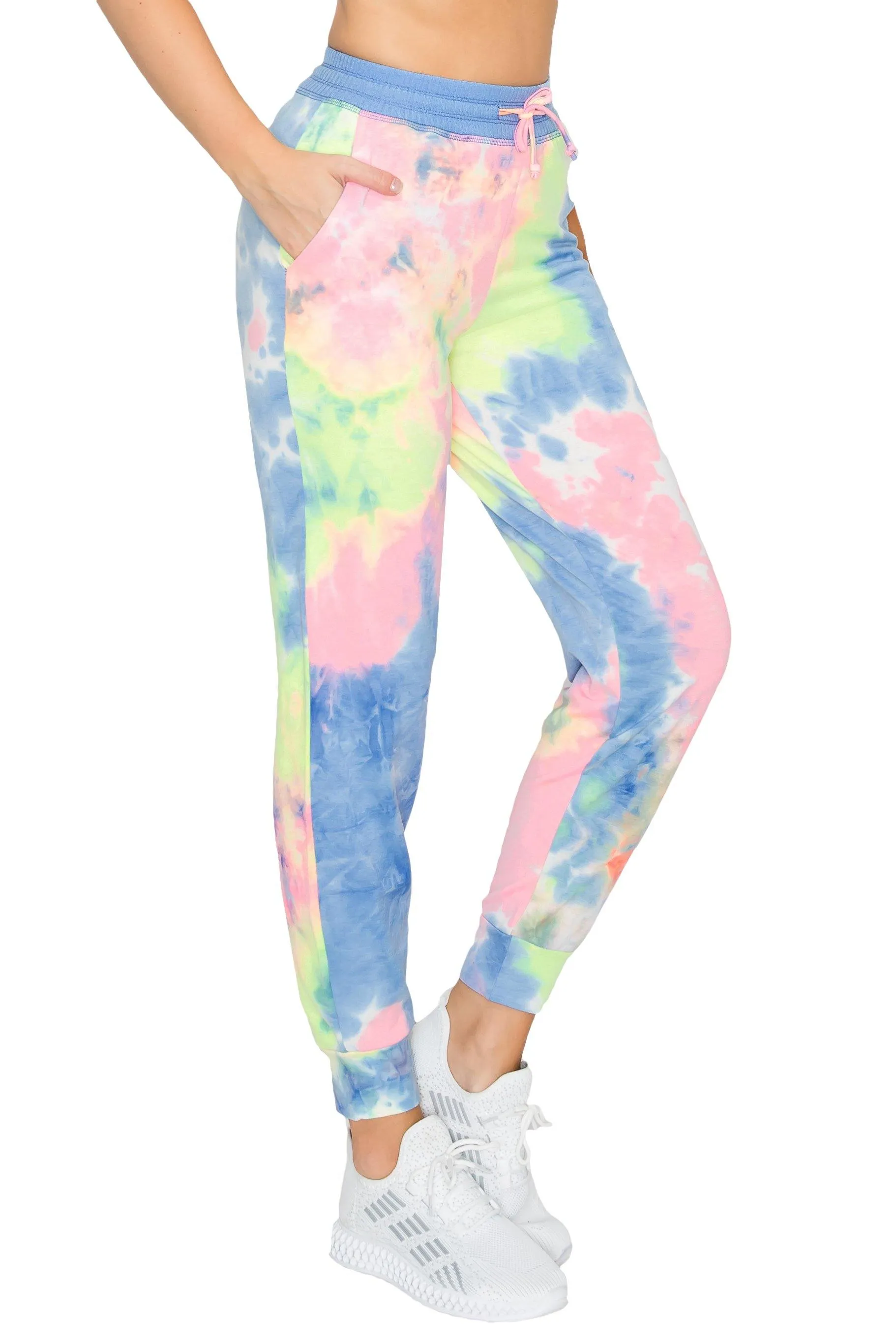 ALWAYS Women's French Terry Joggers - Tie Dye Casual Elastic Drawstring with Pockets Pants