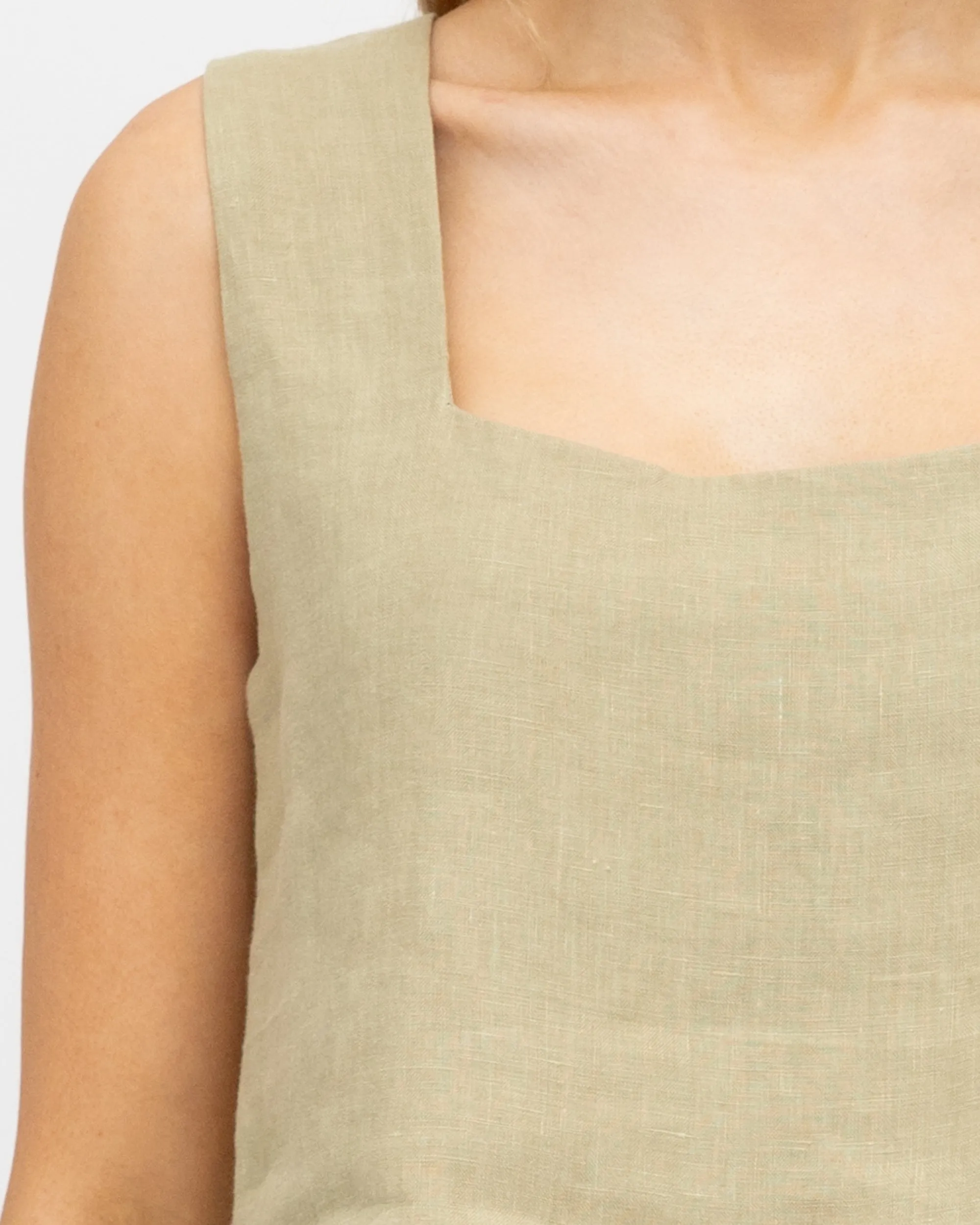 ANASTASIA LINEN TOP - Moss