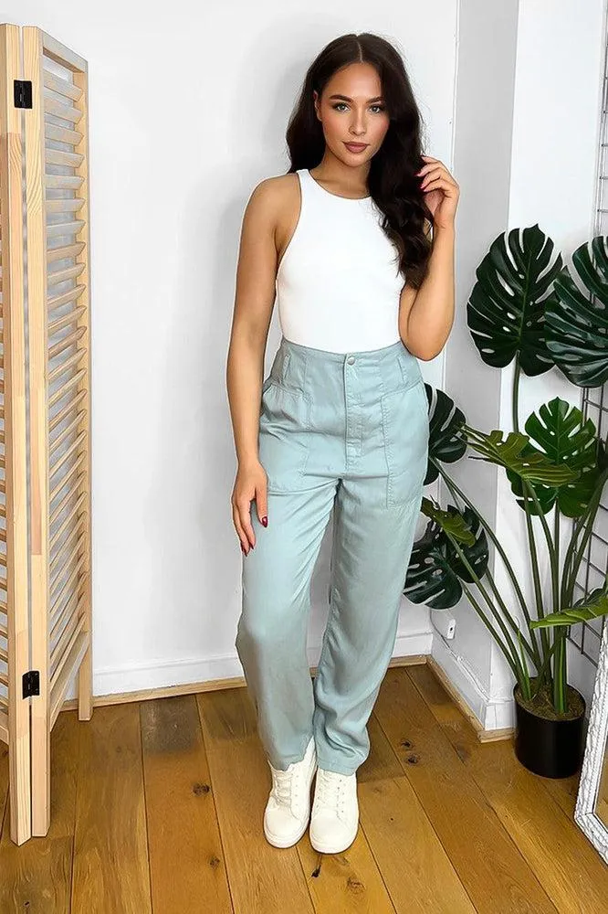 Aqua High Waist Summer Slacks Trousers