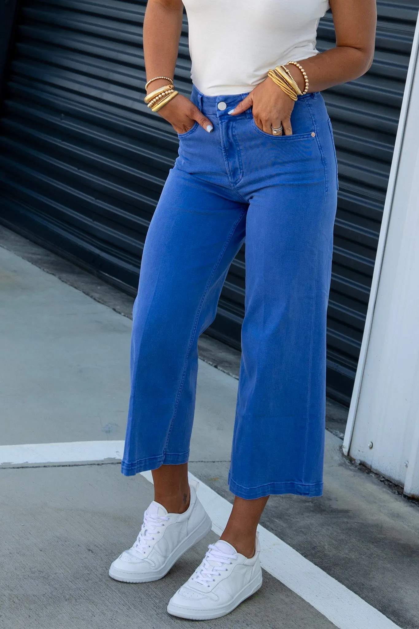 Audrey Cropped Wide Leg Jean - Galactic Blue | Dear John - SALE