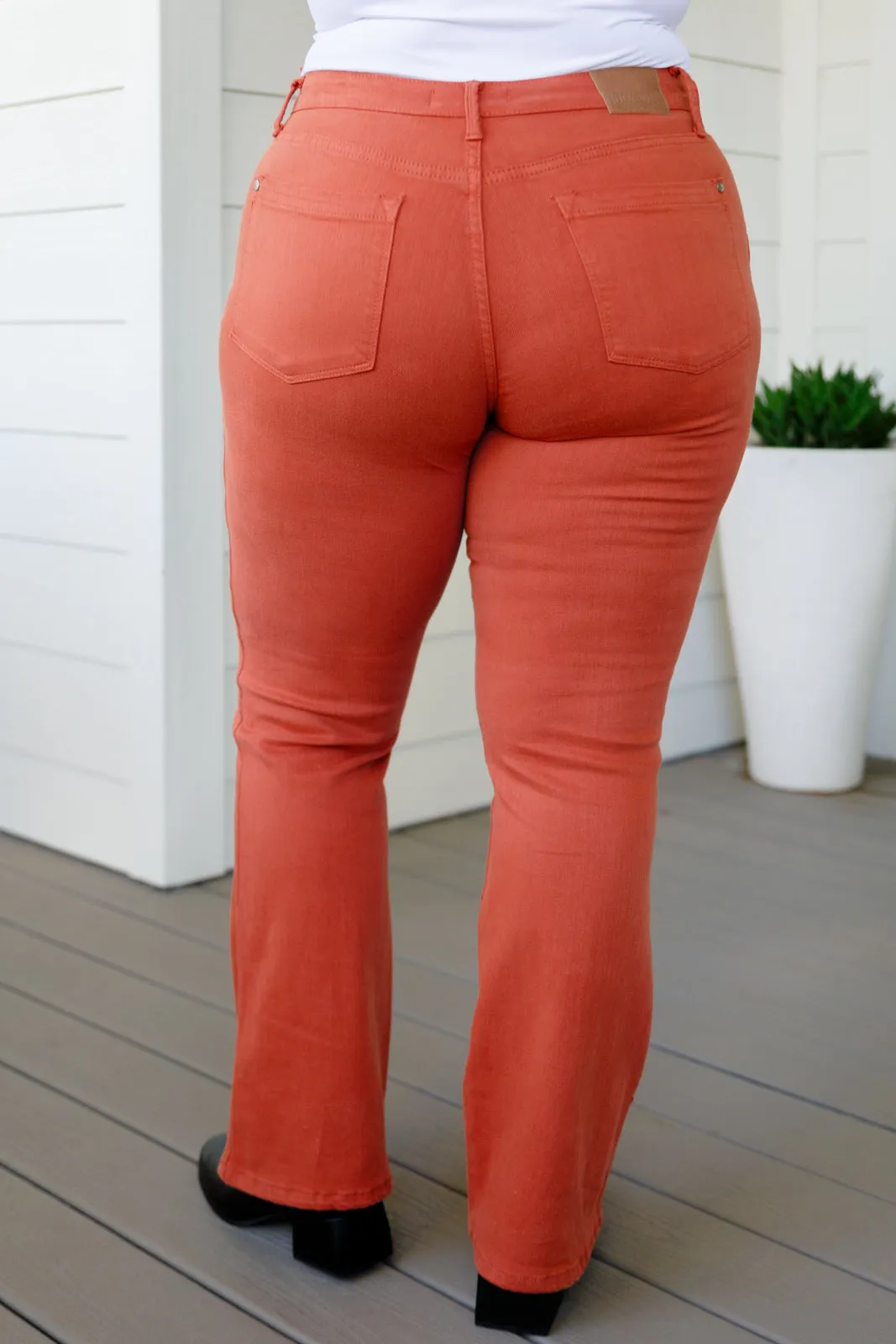 Autumn Mid Rise Slim Bootcut Jeans in Terracotta-- Use the code SPRINGJB for 20% off!