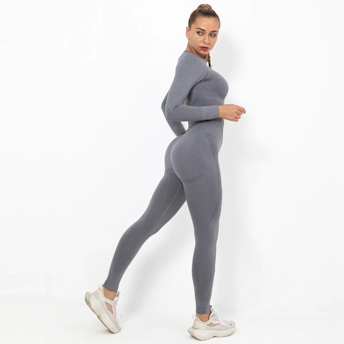 Autumn Yoga set Women Gym Clothes Seamless Fitness Sportswear Tracksuit Long Sleeve Shirts Leggings Workout Clothing Outfits