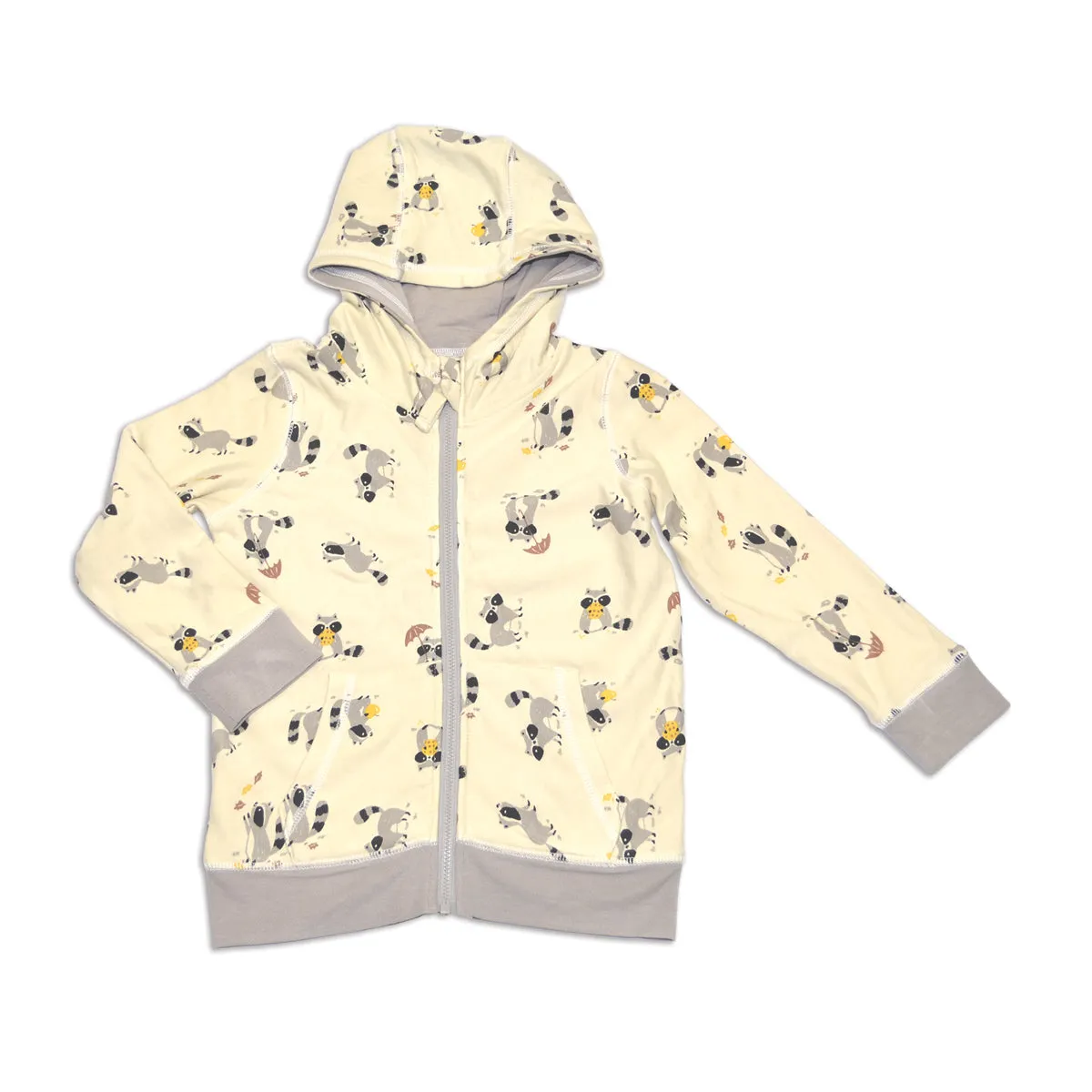 Bamboo Fleece Zip Hoodie w/Kangaroo Pocket (Autumn Raccoon Print)