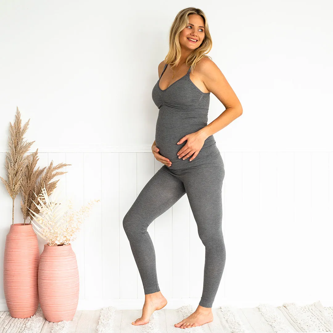 Bamboo Maternity Leggings - Yummy Maternity Grey