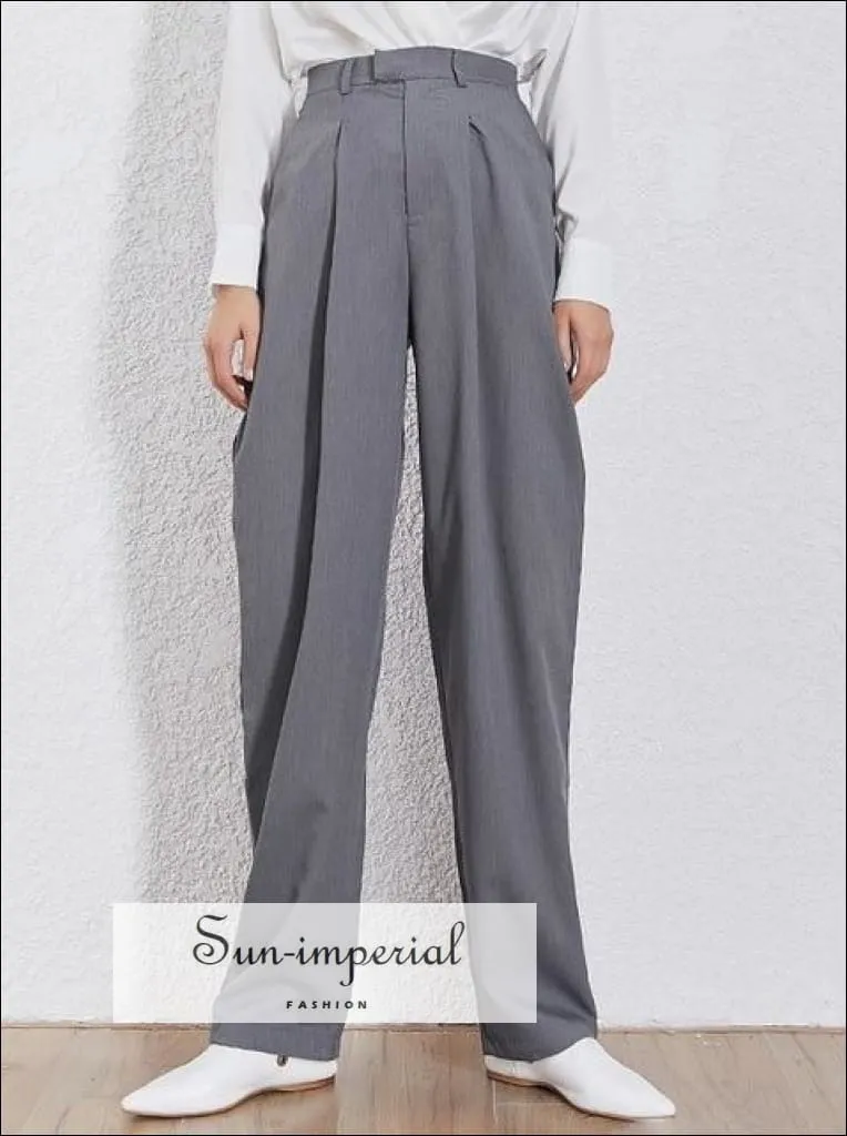 Barcelona Pants - Solid Women Wide Leg High Waist Trousers