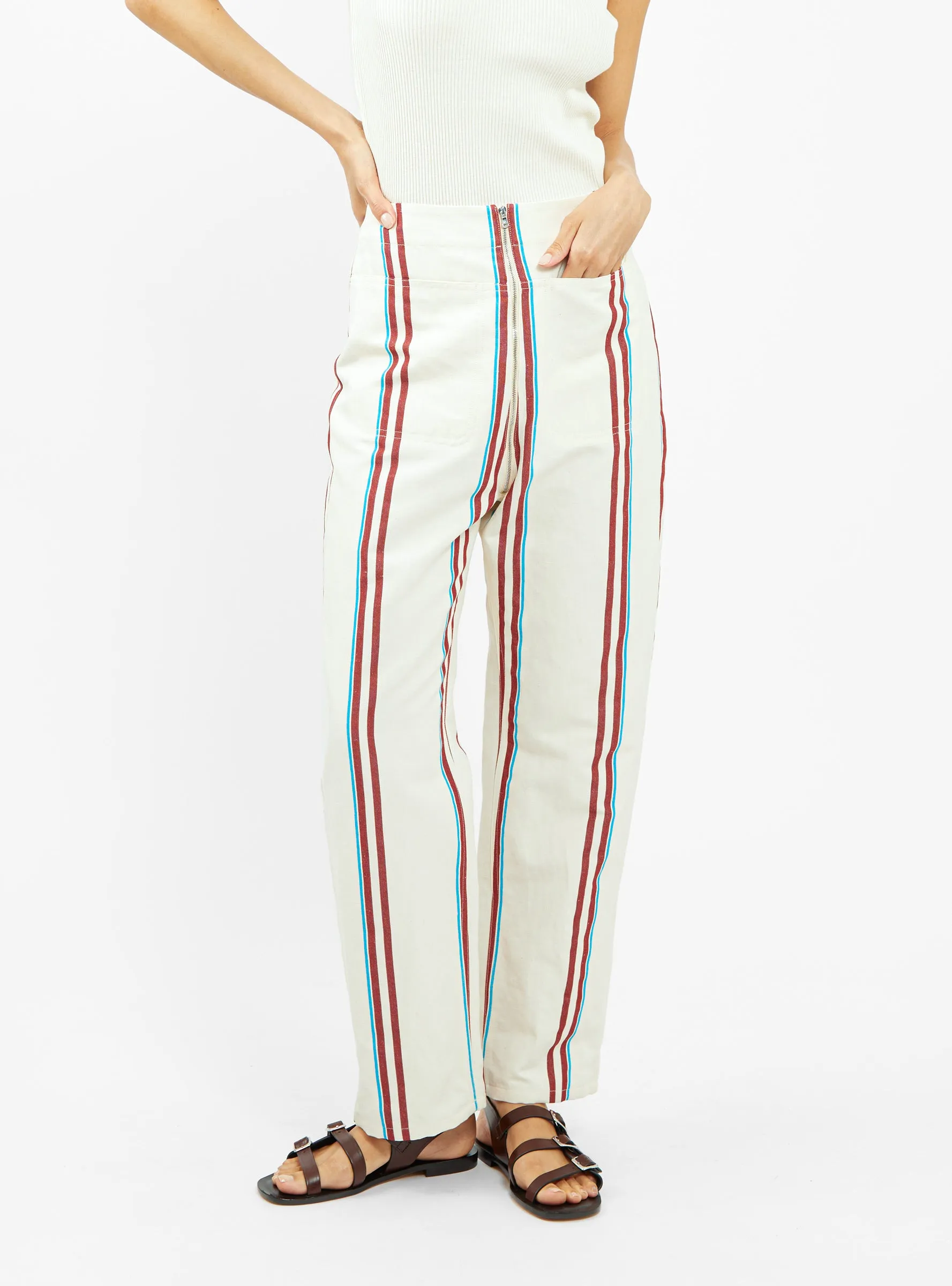 Barrie Trousers Natural Stripe