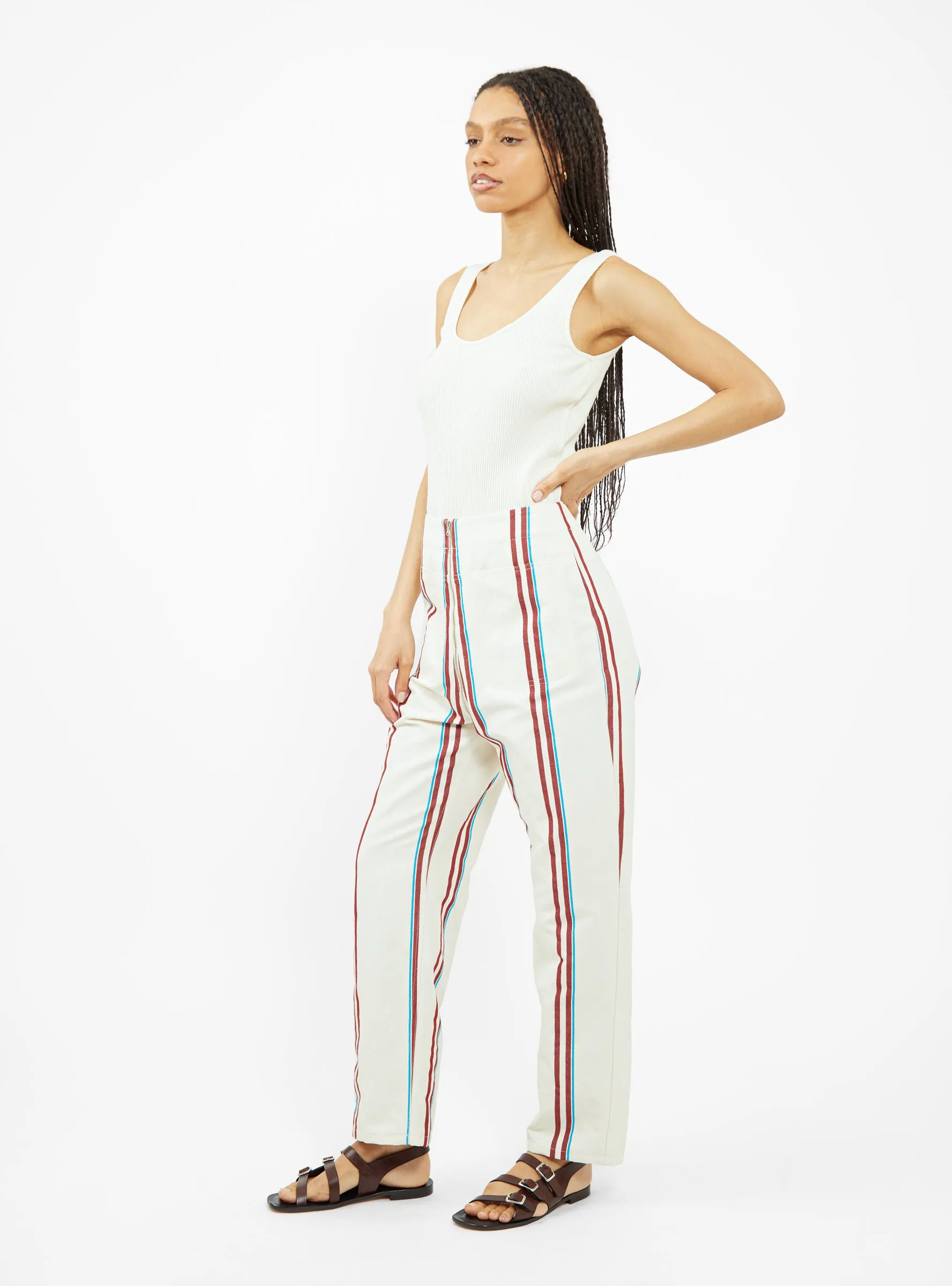 Barrie Trousers Natural Stripe