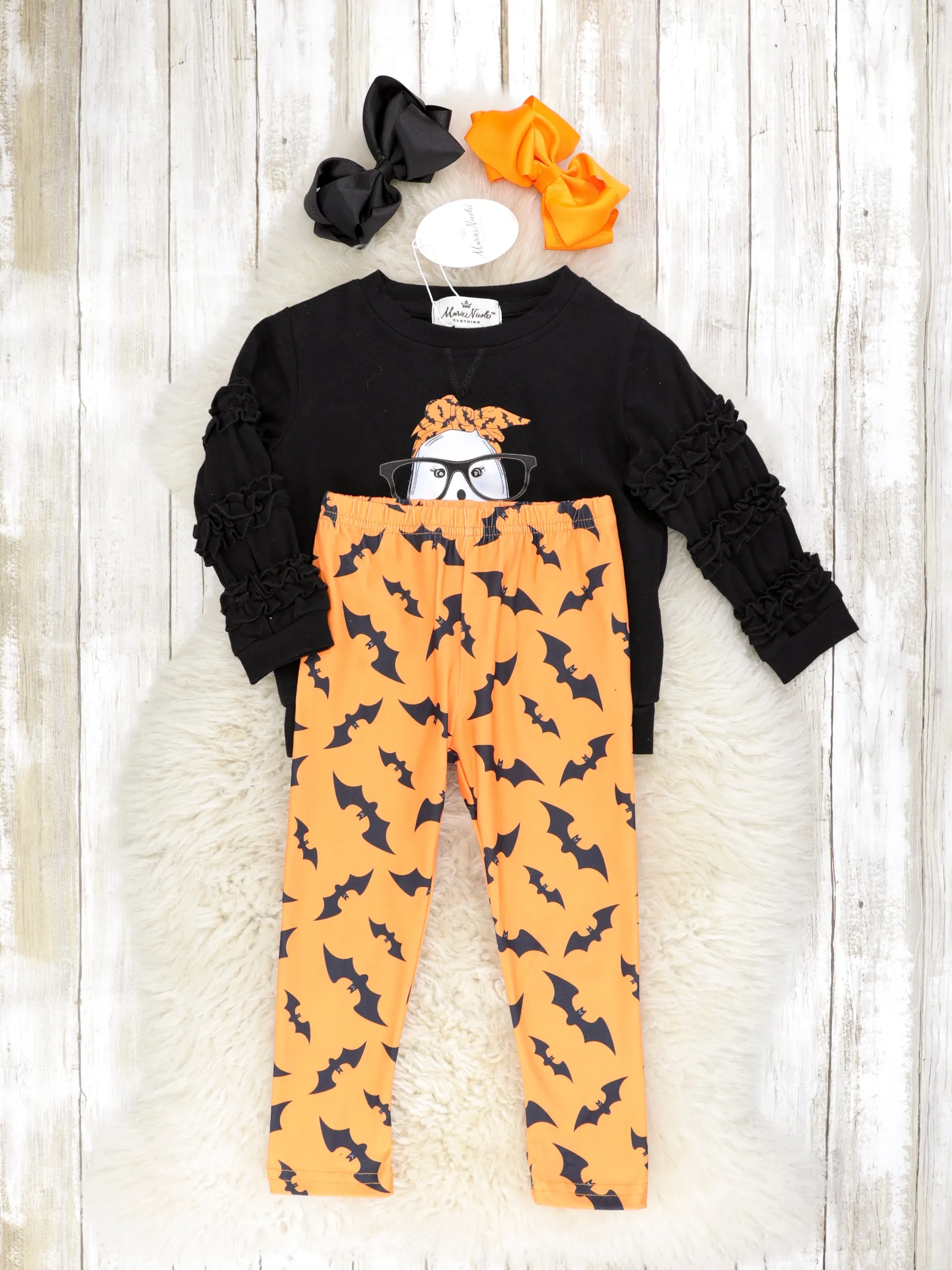 Bat Bandana Ghost Ruffle Top & Bottoms Outfit