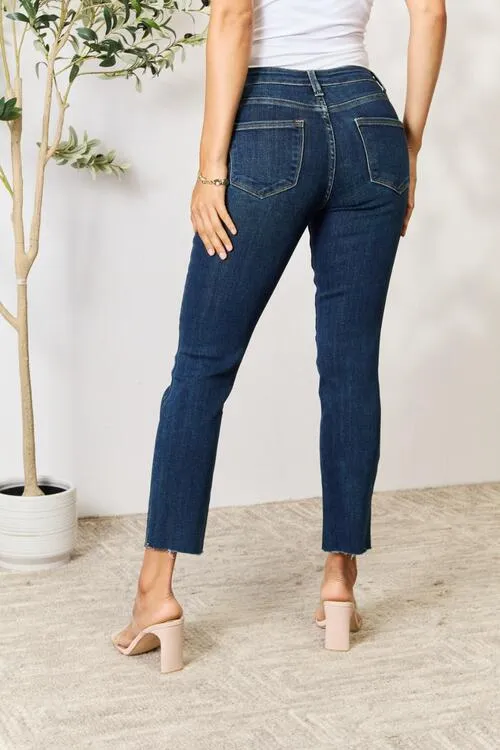 BAYEAS Full Size Raw Hem Straight Jeans