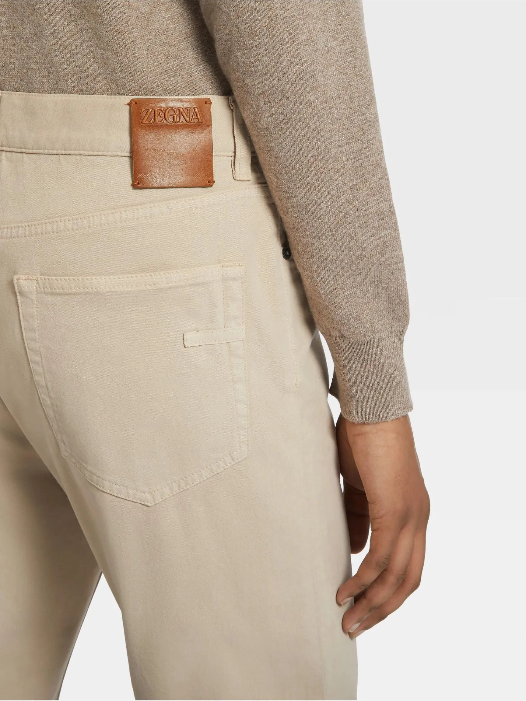 Beige Stretch Cotton Roccia Jeans