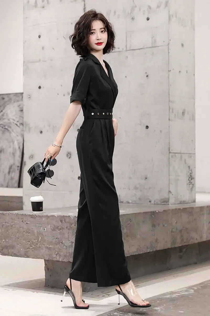 Belted Black Jumpsuit