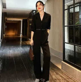 Belted Black Jumpsuit