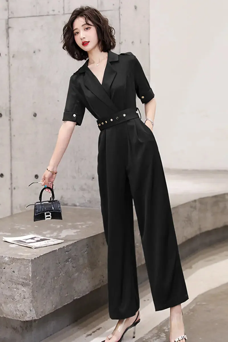 Belted Black Jumpsuit