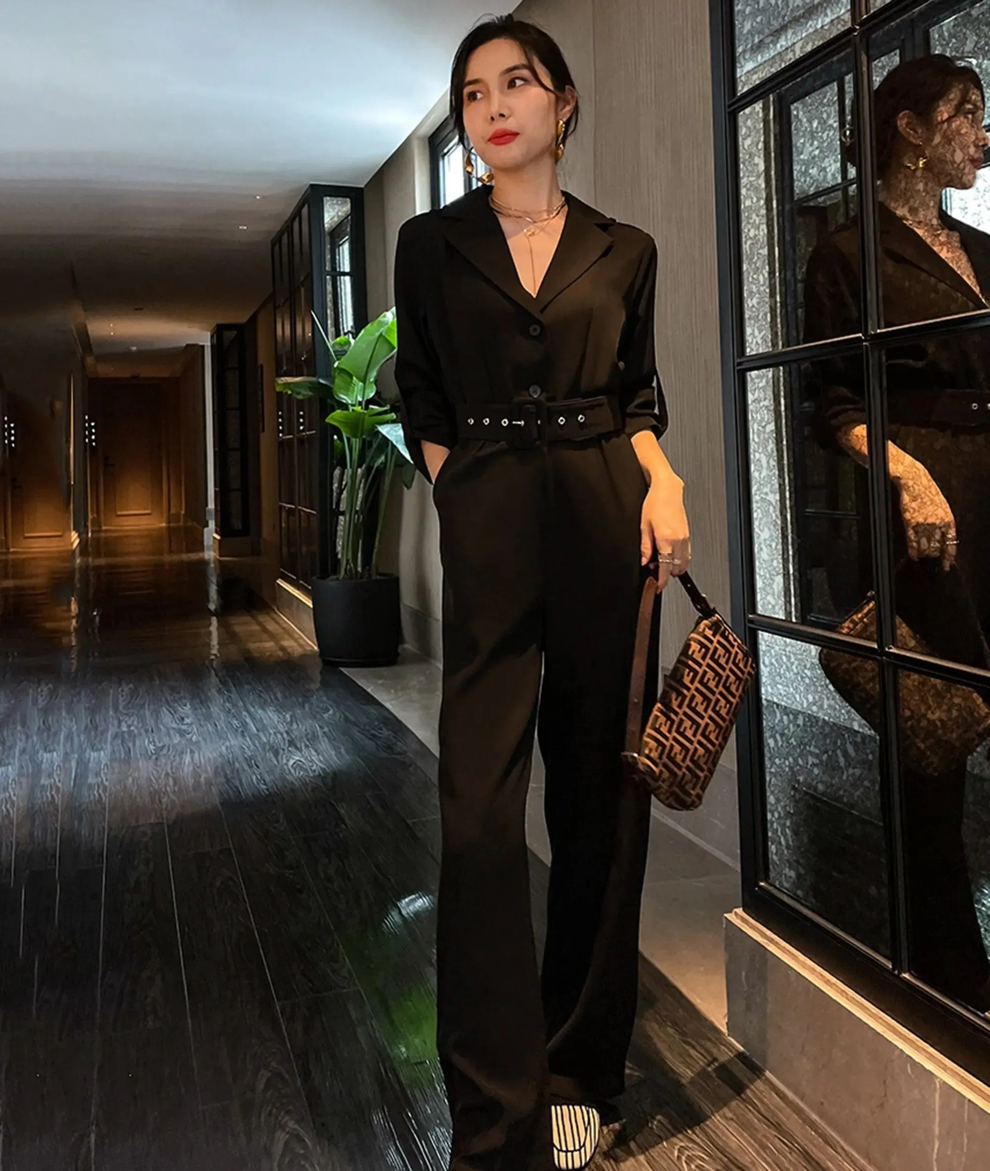 Belted Black Jumpsuit