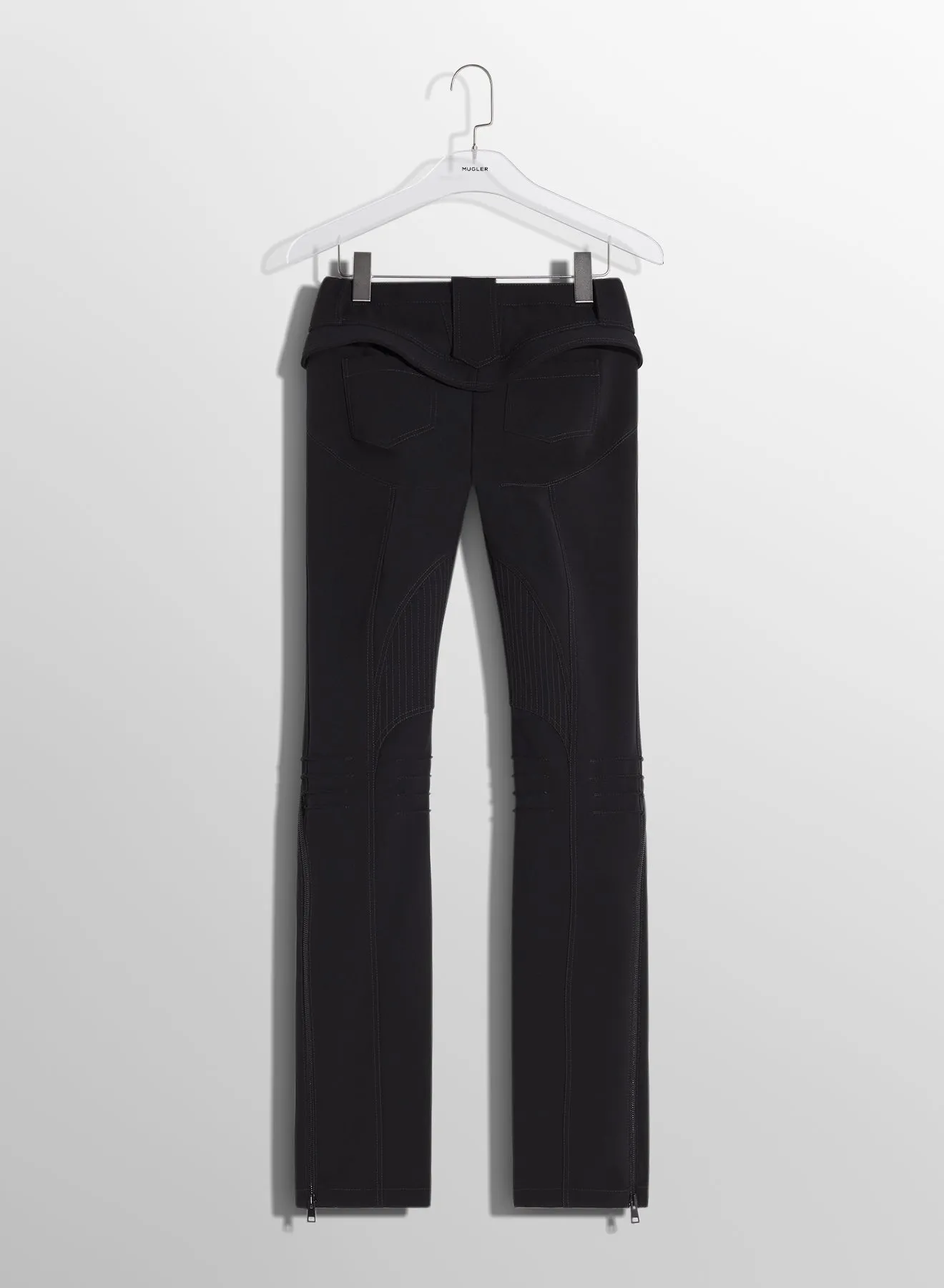 black zipped scuba pants