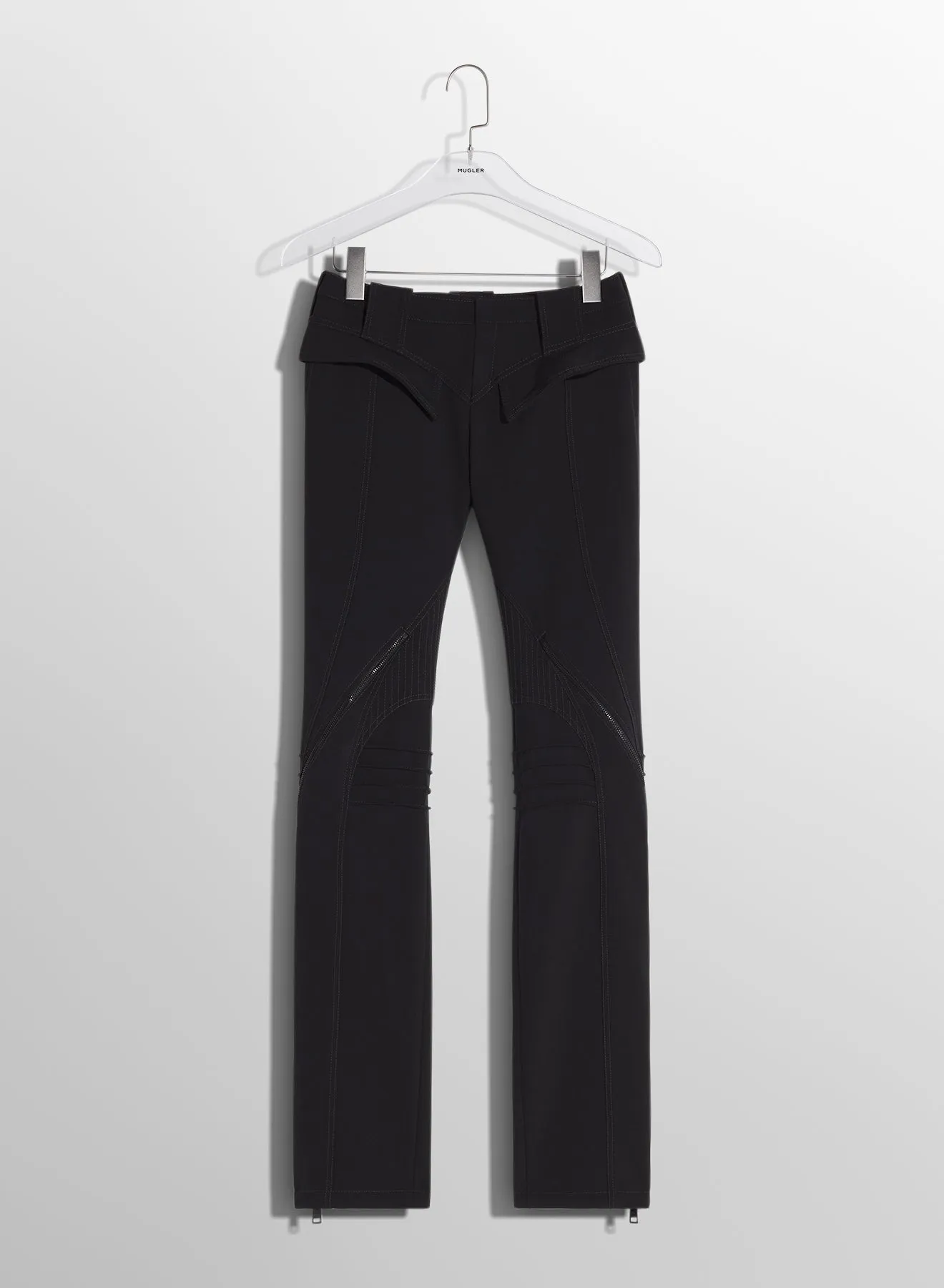 black zipped scuba pants