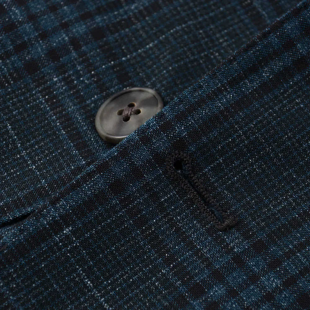 Boglioli Wool-Linen Sport Coat in Teal Green Check