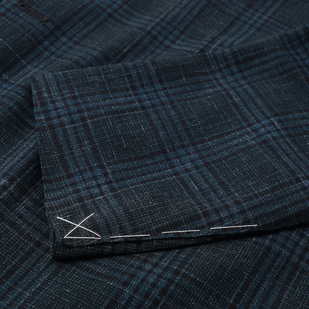 Boglioli Wool-Linen Sport Coat in Teal Green Check