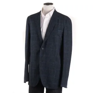 Boglioli Wool-Linen Sport Coat in Teal Green Check