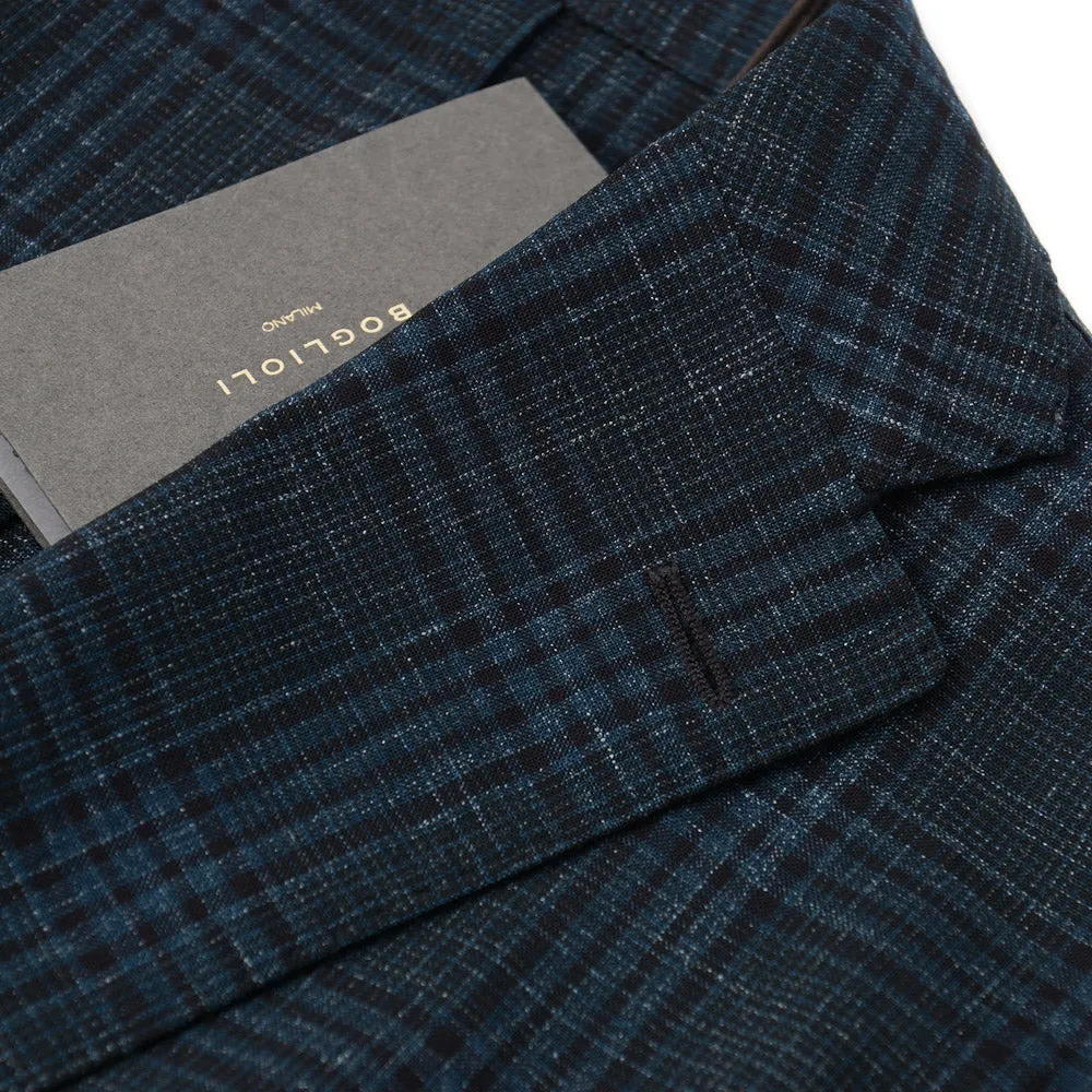 Boglioli Wool-Linen Sport Coat in Teal Green Check