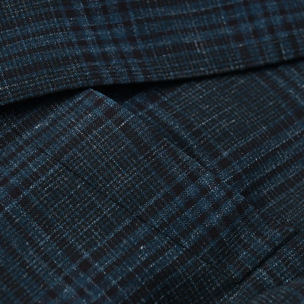 Boglioli Wool-Linen Sport Coat in Teal Green Check