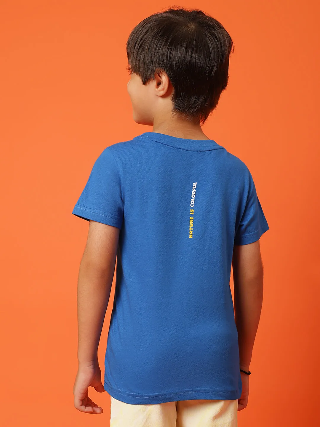 Boys Royal Blue Cotton Regular Printed T-shirt