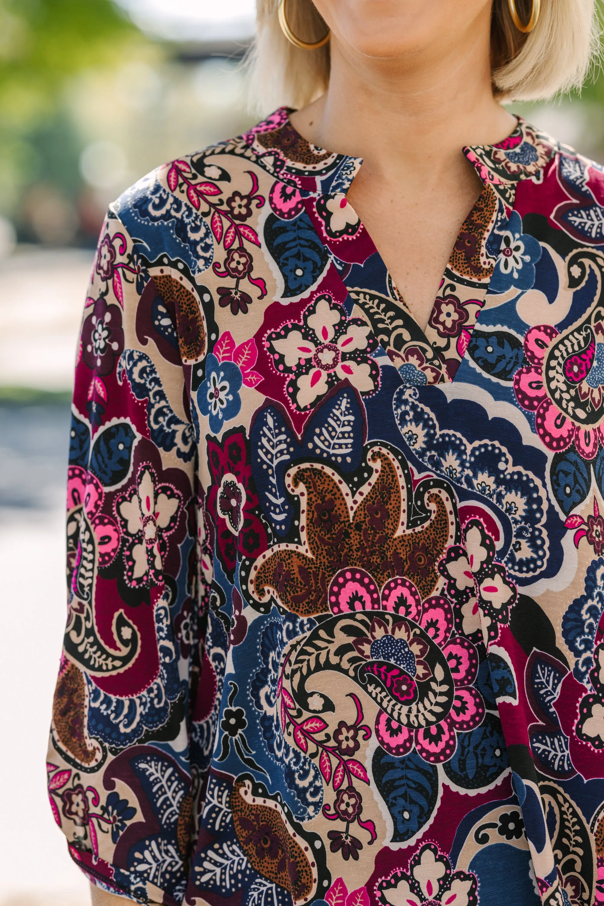 Break Through Wine Red Paisley Blouse