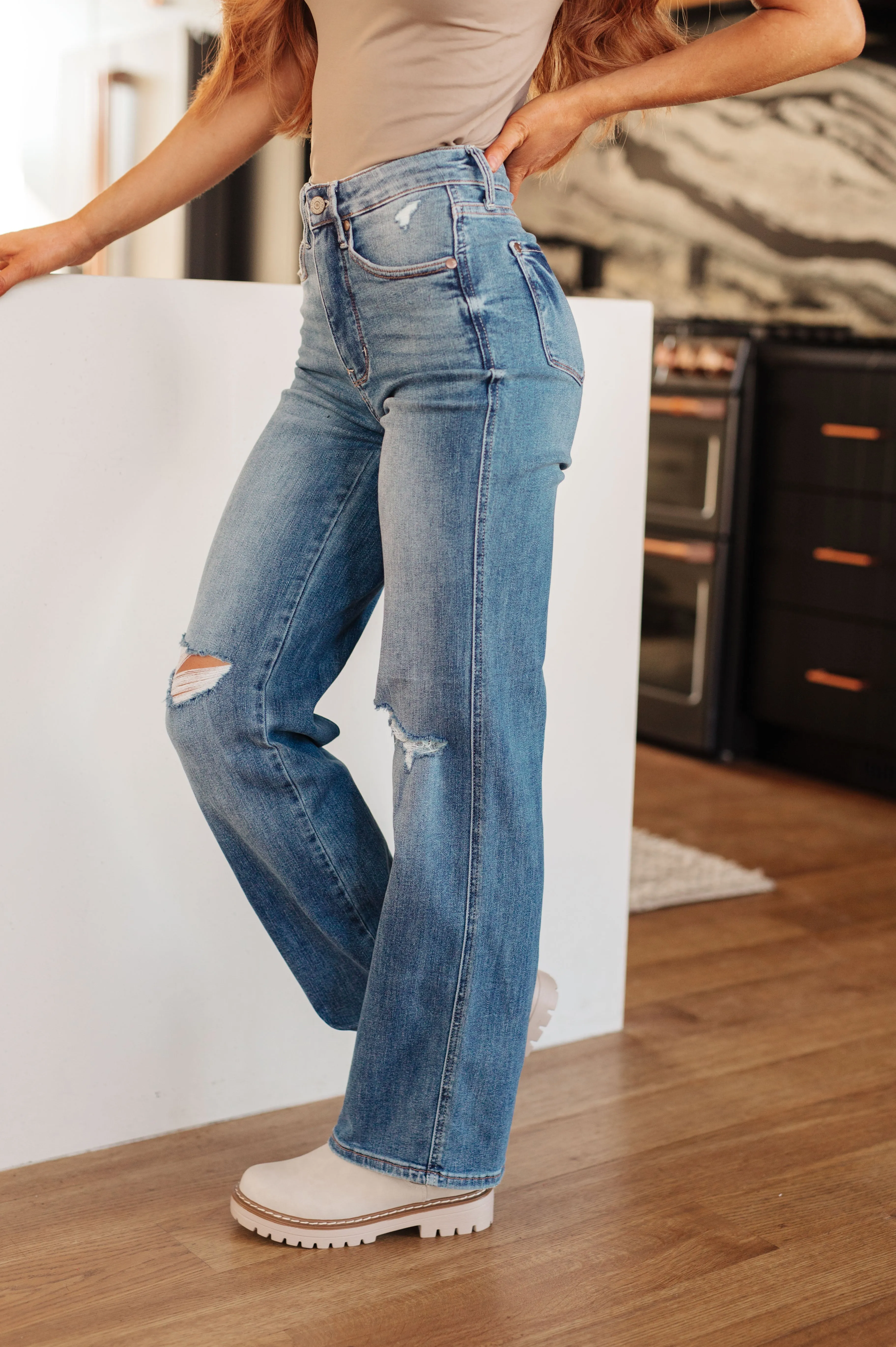 Bree High Rise Control Top Distressed Straight Jeans-- Use the code SPRINGJB for 20% off!