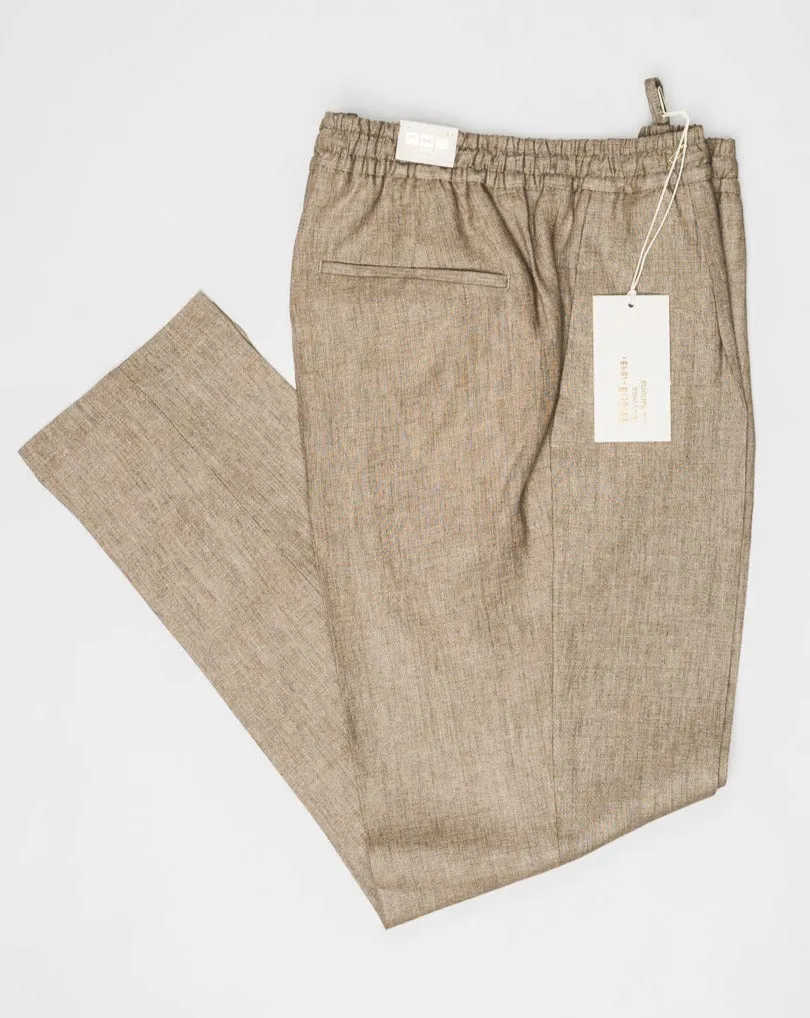 Briglia Linen Drawstring Trousers / Light Brown