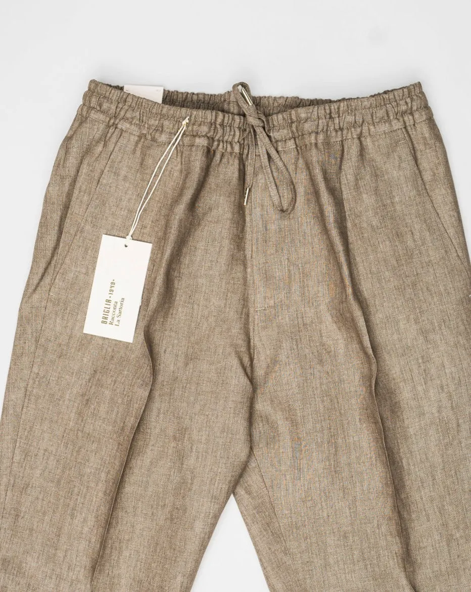 Briglia Linen Drawstring Trousers / Light Brown