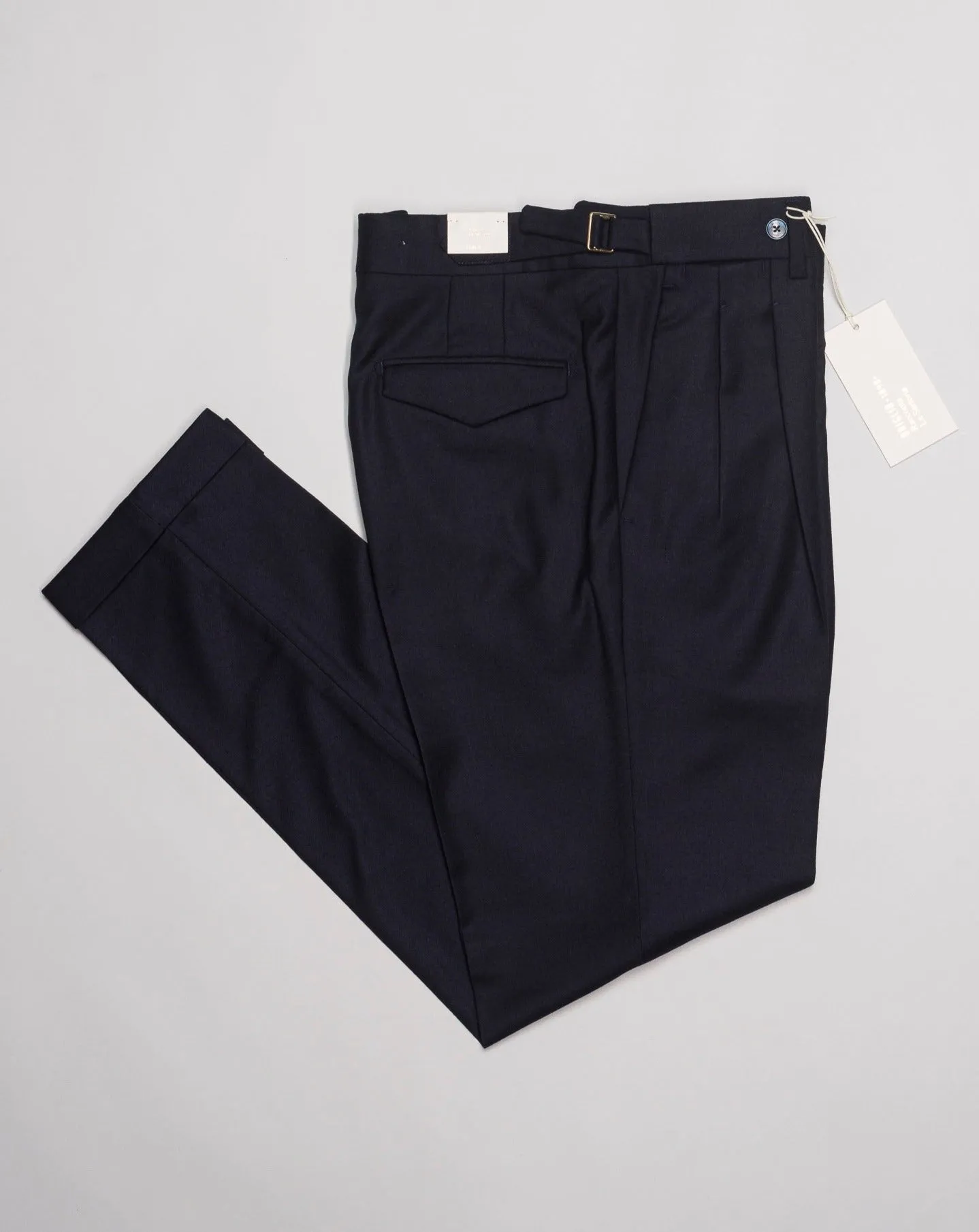 Briglia Pleated Wool Flannel Trousers / Navy