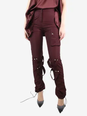 Burgundy cargo trousers - size UK 10