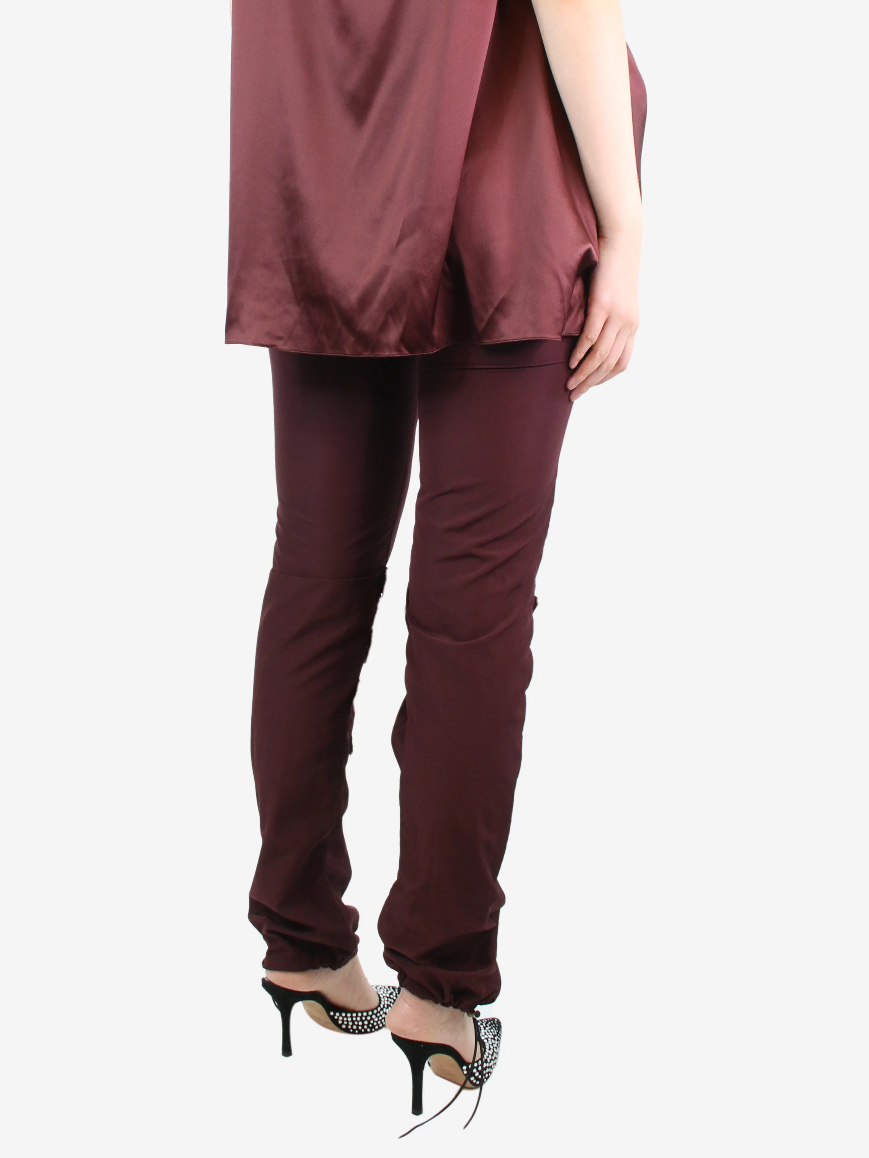 Burgundy cargo trousers - size UK 10