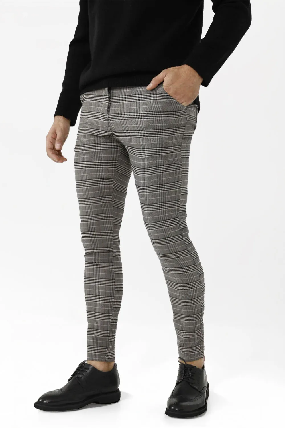 Buy $80 Free Shipping Stretch Skinny Grid Pants