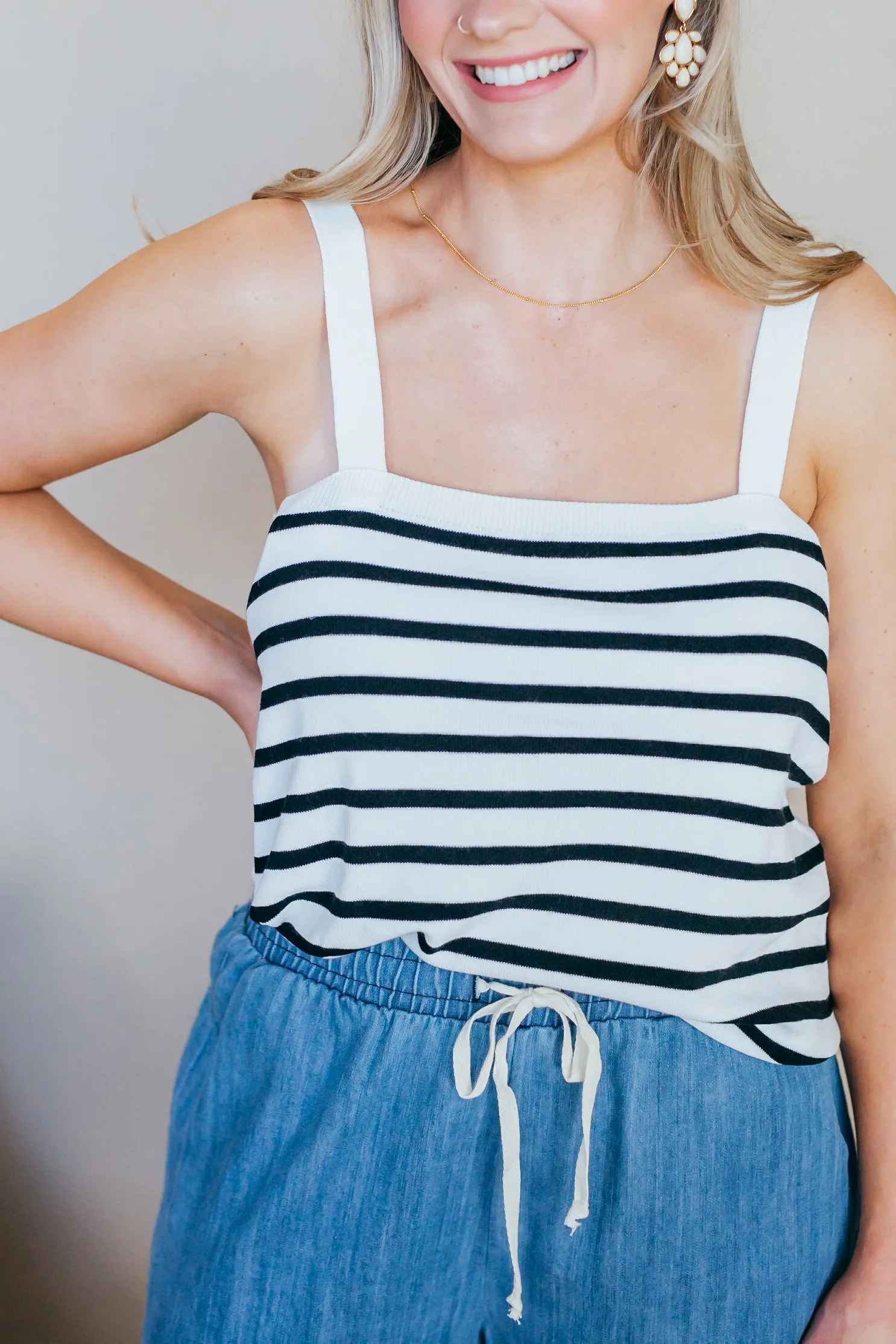 Cait Striped Knit Tank Top